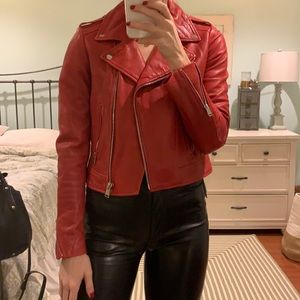 Lamarque Red Leather Jacket - Size Small